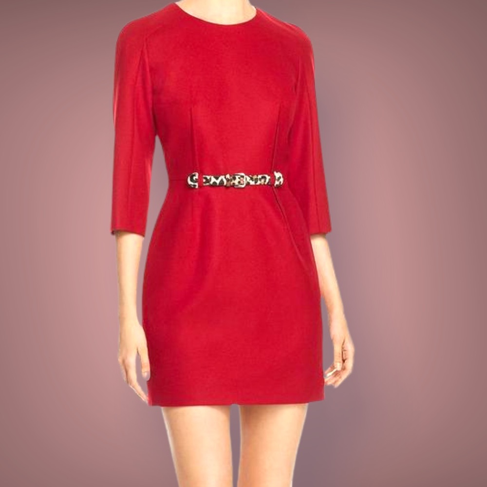 PAULE KA Red Belted  Mini Dress